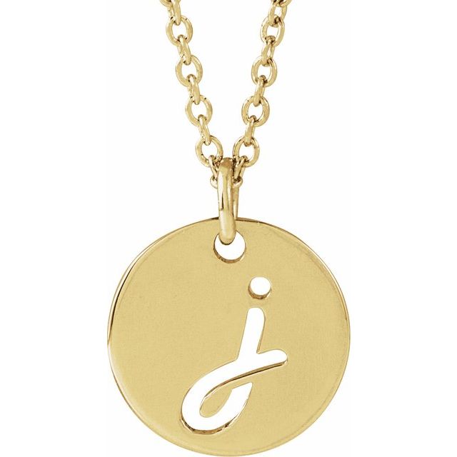 14K Yellow Script Initial J 16-18' Necklace