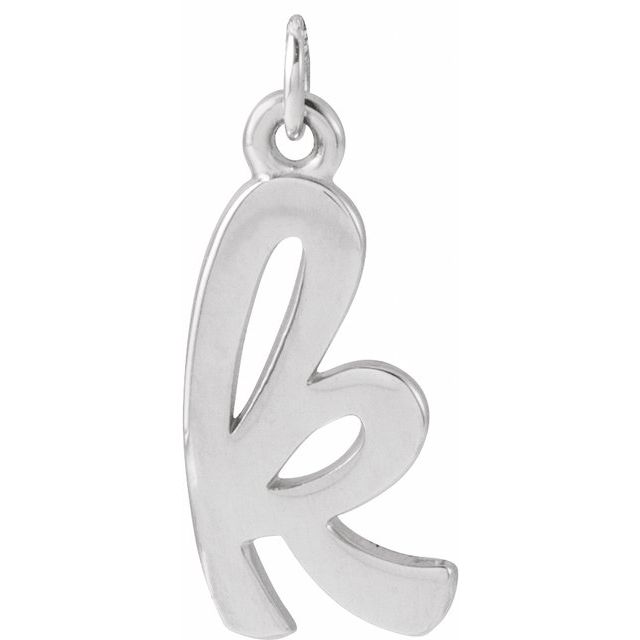 14K White Petite Initial K Pendant