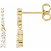 14k Yellow 1/4 Ctw Natural Diamond Dangle Earrings