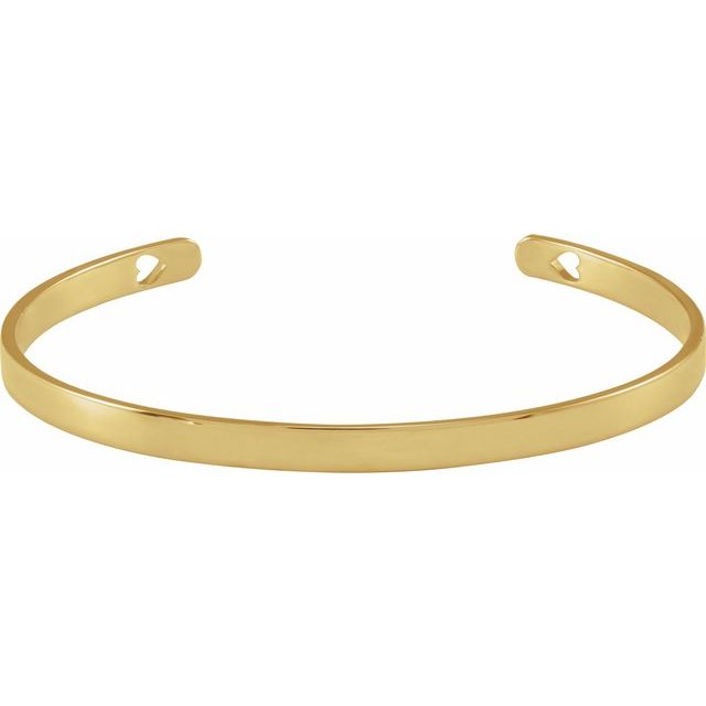 14K Yellow Engravable Heart Pierced Cuff 7' Bracelet