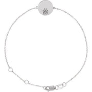14K White Natural White Sapphire Engravable Paw Print 6 1/2-7 1/2' Bracelet