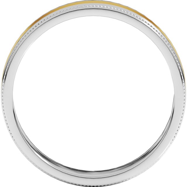 14K White/Yellow 5 mm Milgrain Flat Inlay Band Size 7