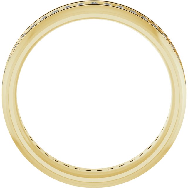 14K Yellow 1/4 CTW Natural Diamond Accented Grooved Band Size 10