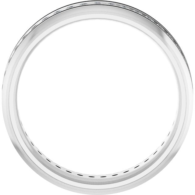 14k White 1/4 Ctw Natural Diamond Grooved Band Size 10