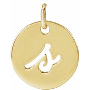 14K Yellow Script Initial S Pendant
