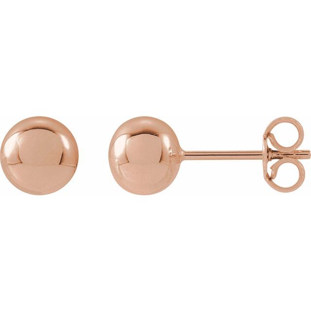 14K Rose 6 mm Ball Earrings