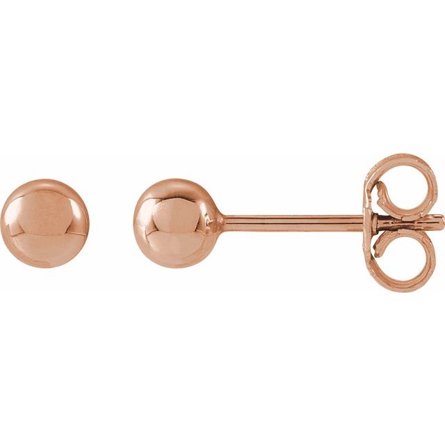 14K Rose 4 mm Ball Earrings