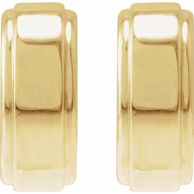 14K Yellow Stepped-Edge 15 mm Hoop Earrings