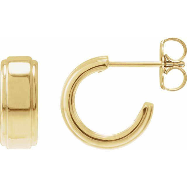 14K Yellow Stepped-Edge 15 mm Hoop Earrings