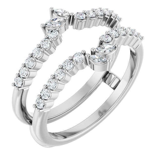 14K White 3/8 CTW Natural Diamond Ring Guard