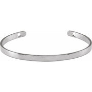 14K White Engravable Heart Pierced Cuff 7' Bracelet
