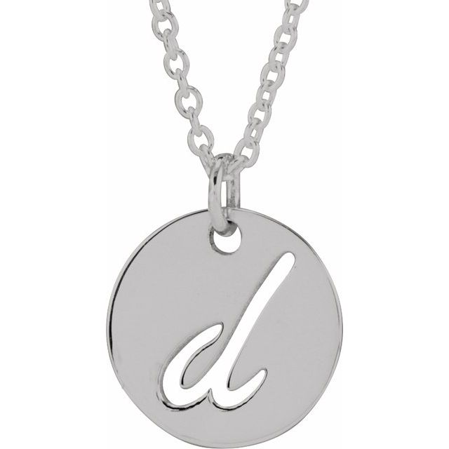 Sterling Silver Script Initial D 16-18' Necklace