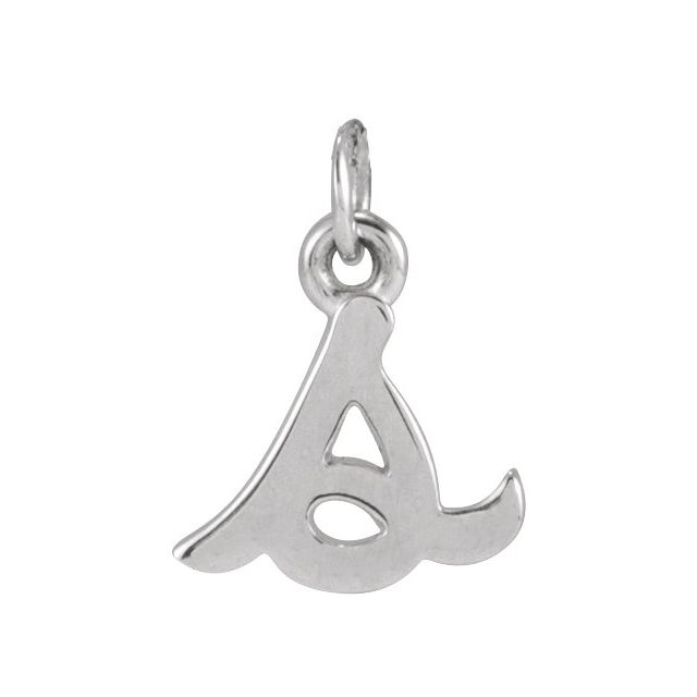 14K White Petite Initial S Pendant
