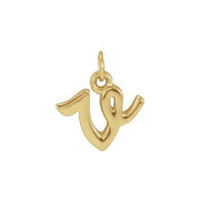 14K Yellow Petite Initial V Pendant