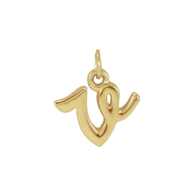 14K Yellow Petite Initial V Pendant
