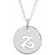 Sterling Silver Script Initial Z 16-18' Necklace