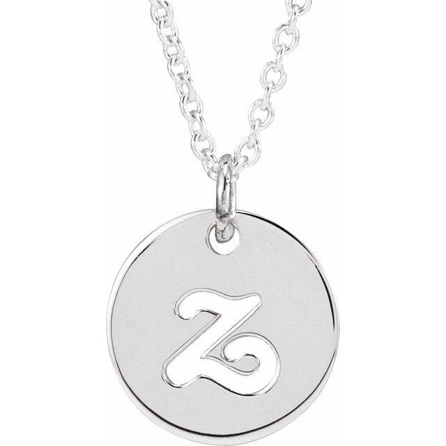 Sterling Silver Script Initial Z 16-18' Necklace