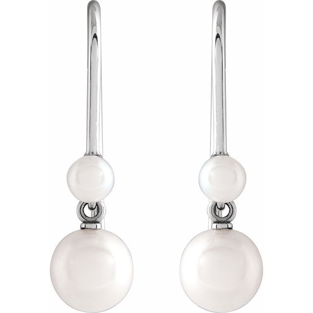 14K White Cultured White Freshwater Pearl Earrings