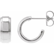 Sterling Silver Stepped-Edge 15 mm Hoop Earrings