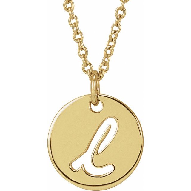 14K Yellow Script Initial L 16-18' Necklace