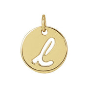 14K Yellow Script Initial L Pendant
