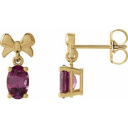 14K Yellow 6x4 mm Natural Rhodolite Garnet Bow Earrings