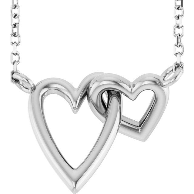 Sterling Silver Interlocking Hearts 18' Necklace