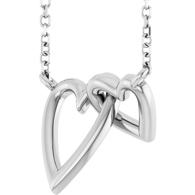 Sterling Silver Interlocking Hearts 18' Necklace