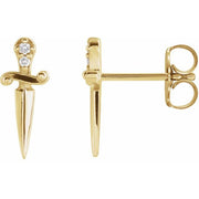 14k Yellow .025 Ctw Natural Diamond Dagger Earrings