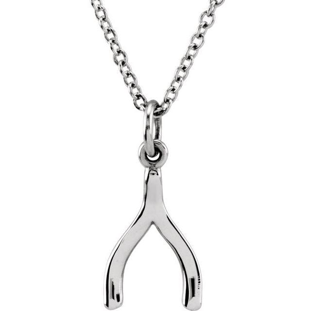 Sterling Silver Tiny Posh® Wishbone 16-18' Necklace