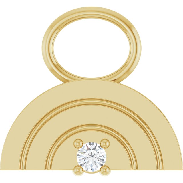 14k Yellow .015 Ct Natural Diamond Rainbow Hoop Dangle