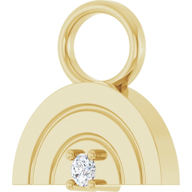 14k Yellow .015 Ct Natural Diamond Rainbow Hoop Dangle
