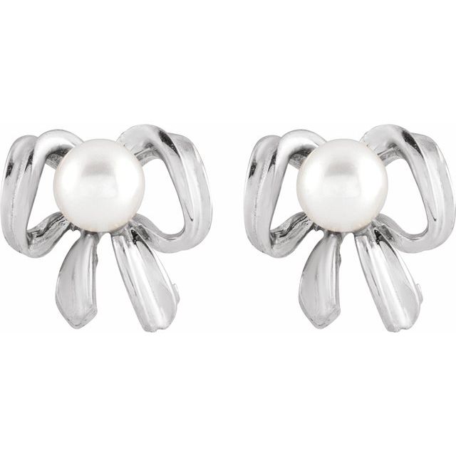 14K White Cultured White Freshwater Pearl Earrings