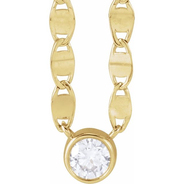 14K Yellow 1/5 CT Natural Diamond 16' Necklace