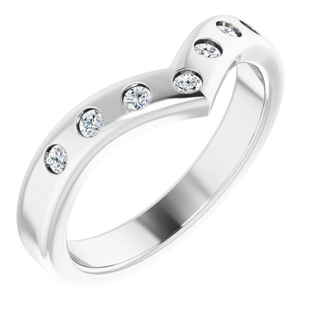 14k White 1/5 Ctw Lab-grown Diamond Contour Band