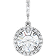 14k White 1 1/8 Ctw Lab-grown Diamond Halo-style Pendant