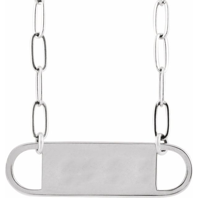 Sterling Silver Engravable Bar 18' Necklace