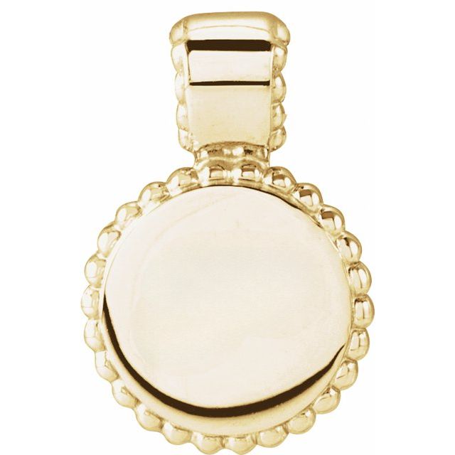 14K Yellow Engravable Beaded Disc Pendant