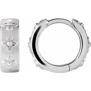 Sterling Silver Floral Hinged 13.2 mm Hoop Earrings