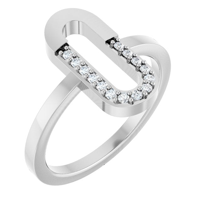 14K White 1/10 CTW Natural Diamond Paperclip-Style Ring