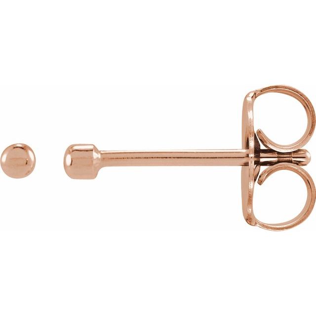 14K Rose 1 Bead Stud Earrings