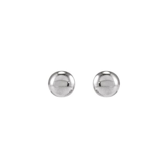 14K White Youth Bead Earrings