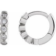 14k White 1/8 Ctw Natural Diamond 10.25 Mm Hinged Hoop Earrings