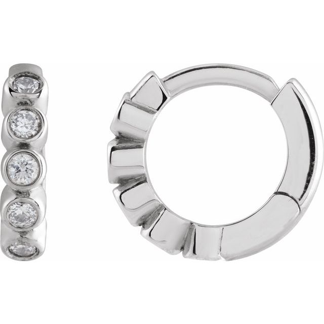 14k White 1/8 Ctw Natural Diamond 10.25 Mm Hinged Hoop Earrings