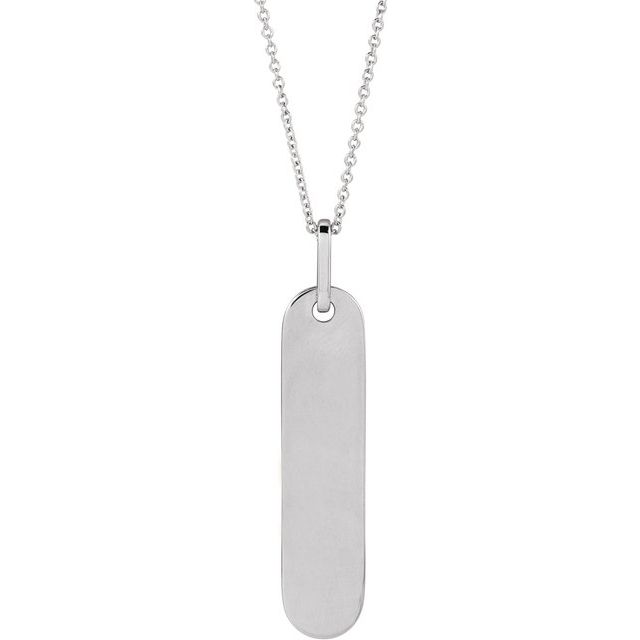 Sterling Silver Engravable Bar 16-18' Necklace