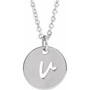 Sterling Silver Script Initial V 16-18' Necklace