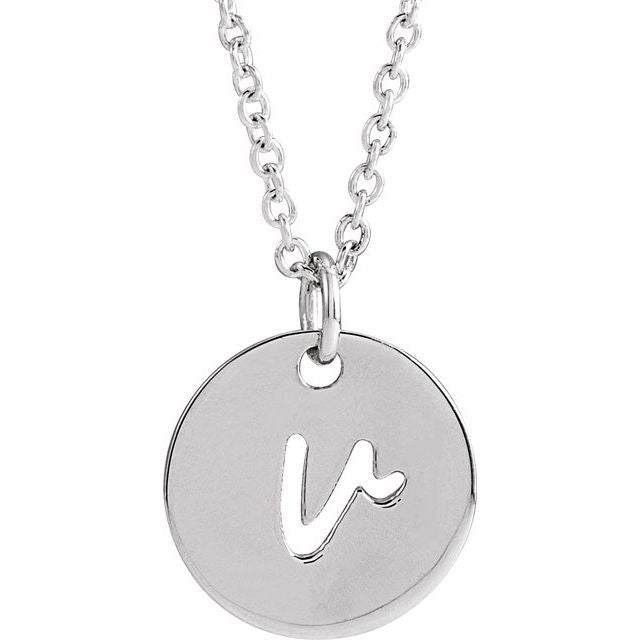 Sterling Silver Script Initial V 16-18' Necklace