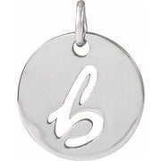 Sterling Silver Script Initial B Pendant