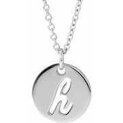 Sterling Silver Script Initial H 16-18' Necklace