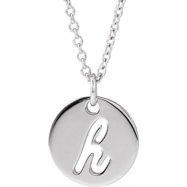 Sterling Silver Script Initial H 16-18' Necklace